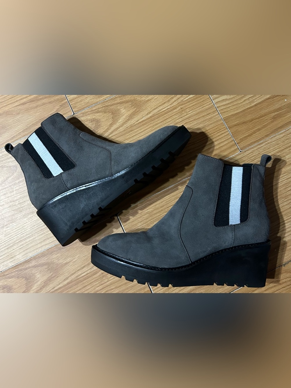Cecelia NY ‘Gemma’ suede wedge booties. Ladies size 9